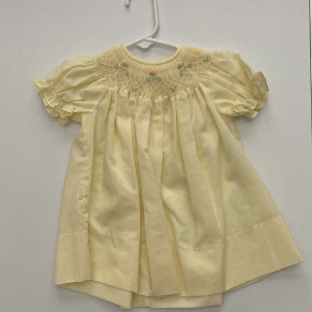 Rosalina yellow baby dress with embroidery, size 6 months